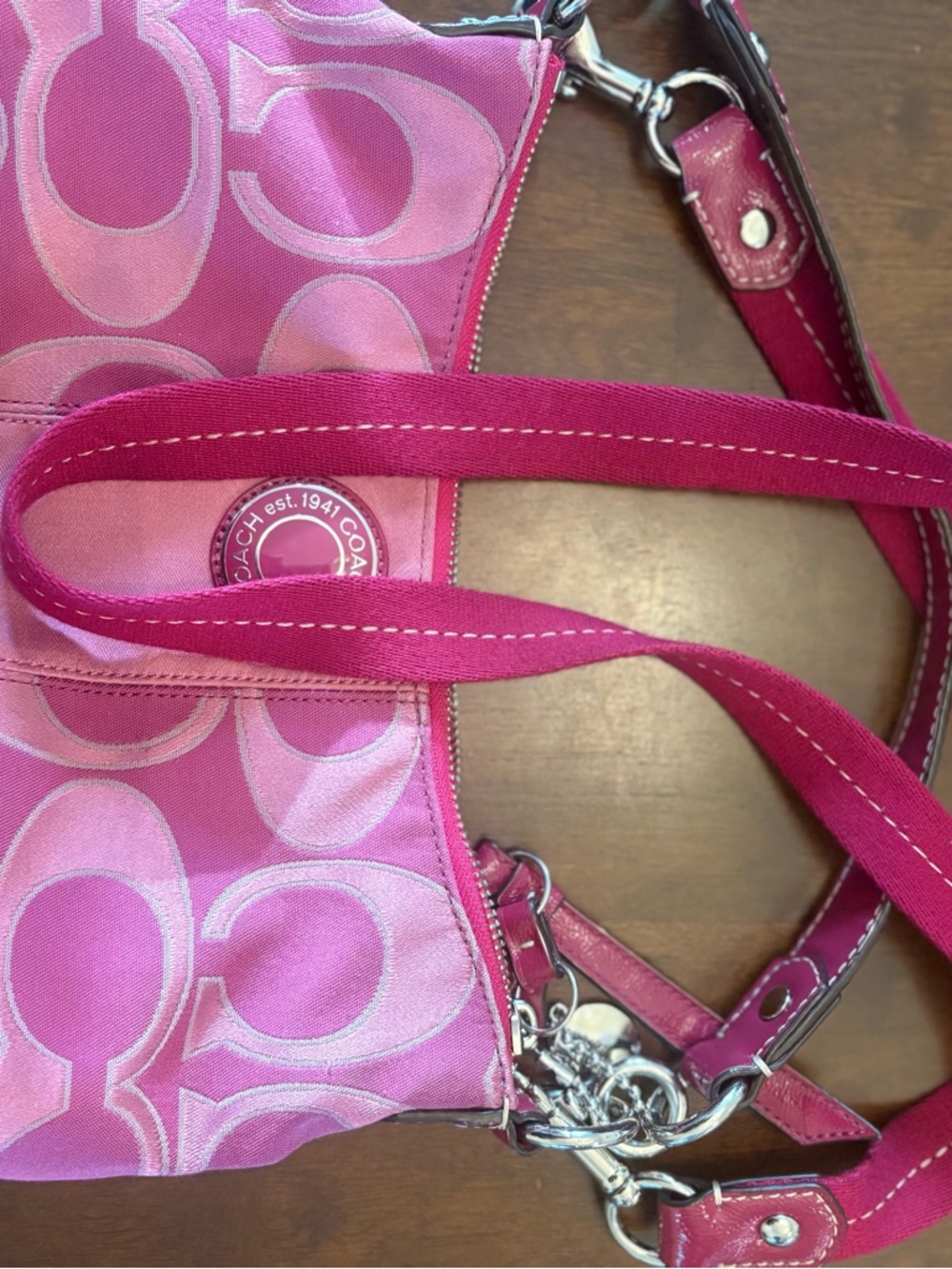 Coach Pink Signature C Logo Crossbody Bag - Picture 12 of 12